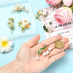 6Pcs 6 Styles Daisy & Leaf Resin Pins&nbsp;JEWB-CJ0002-96