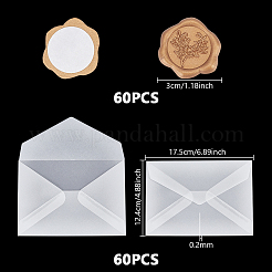 60Pcs Frosted Blank Translucent Sulfur Paper Envelopes&nbsp;AJEW-GA0010-25