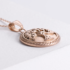 Stainless Steel Circular Tree of Life Pendant Necklaces&nbsp;BH2747