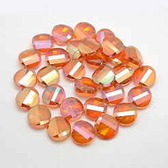 Electroplate Crystal Glass Flat Round Beads Strands&nbsp;EGLA-F063-M