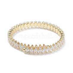 Brass Micro Pave Clear Cubic Zirconia Bangles&nbsp;BJEW-A116-04G-B