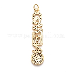 Rack Plating Brass Micro Pave Clear Cubic Zirconia Pendants&nbsp;KK-M229-22G