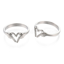 Non-Tarnish 304 Stainless Steel Hand Heart Cuff Rings&nbsp;RJEW-N038-121P