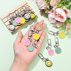 15Pcs 5 Colors Resin Enamel Smiling Face Pendant Decorations&nbsp;HJEW-YW00165