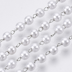 Handmade ABS Plastic Imitation Pearl Beaded Chains&nbsp;CHS-T003-01P