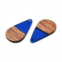 Transparent Resin & Walnut Wood Pendants&nbsp;RESI-N025-030-C03