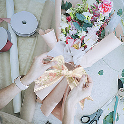 15 Yards Polyester Mesh Flower Ribbon&nbsp;OCOR-GO0001-23