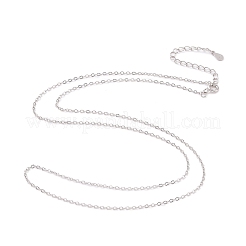 Anti-Tarnish Rhodium Plated 925 Sterling Silver Flat Cable Chain Necklace&nbsp;NJEW-A011-01A-P