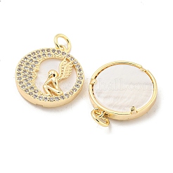 Brass Micro Pave Clear Cubic Zirconia Pendants&nbsp;KK-L211-018G-01