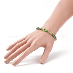 Glass & Resin Evil Eye Beaded Stretch Bracelet for Women&nbsp;BJEW-JB08599