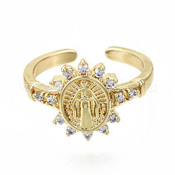 Brass Micro Pave Clear Cubic Zirconia Cuff Rings&nbsp;RJEW-S044-127-NF