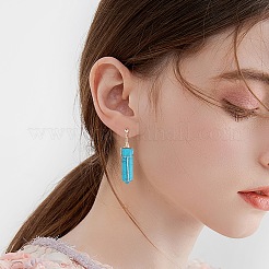 Synthetic Turquoise Bullet Dangle Stud Earrings&nbsp;EJEW-PH01406-02