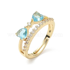 Adjustable Bowknot Shape Brass & Light Blue Cubic Zirconia Finger Rings&nbsp;CU-CBA7E55-07G