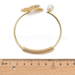 Butterfly Brass Micro Pave Clear Cubic Zirconia Cuff Bangles for Women&nbsp;LS-BJEW-B145-06G