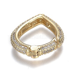Brass Micro Pave Clear Cubic Zirconia Spring Gate Rings&nbsp;ZIRC-F120-009G