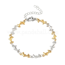 Women's 304 Stainless Steel Dolphin Link Chains Bracelets&nbsp;BJEW-G790-02GP