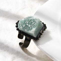 Natural Green Aventurine Irregular Nugget Open Cuff Rings&nbsp;G-A278-03AB-06