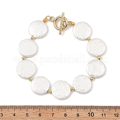 Shell Pearl & Brass Beaded Bracelets for Women&nbsp;BJEW-JB13780-01