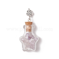 Natural Amethyst Chip Glass Bottle Pendants&nbsp;PALLOY-JF03582-01