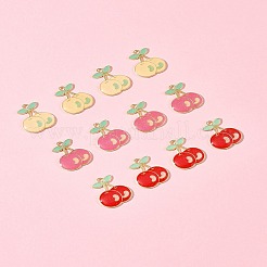 12Pcs 3 Colors Light Gold Plated Alloy Enamel Pendants&nbsp;FIND-FS0002-83