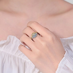 2Pcs 2 Style Cubic Zirconia Open Cuff Rings Set&nbsp;RJEW-B050-01