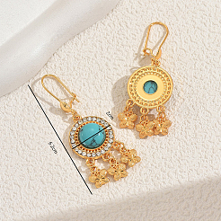Bohemian Vintage Alloy Synthetic Turquoise Hoop Earrings&nbsp;CX1929