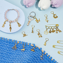 4Pcs 4 Styles Alloy Pendant Locking Stitch Markers&nbsp;HJEW-PH02473