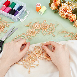 2Pairs 3D Flower Polyester Lace Computerized Embroidery Ornament Accessories&nbsp;DIY-HY0001-85