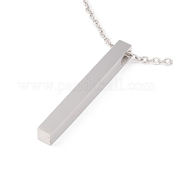 304 Stainless Steel Rectangle Pendant Necklace for Men Women Ion Plating(IP)&nbsp;NJEW-P262-16