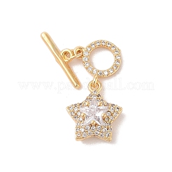 Golden Brass Micro Pave Clear Cubic Zirconia Toggle Clasps&nbsp;KK-B100-040G