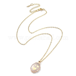 Natural Gemstone Oval with Leaf/Eye/Tree Pendants Necklaces&nbsp;NJEW-JN04395