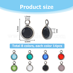 112Pcs 8 Colors 304 Stainless Steel with Glass Charms&nbsp;STAS-HS0001-04