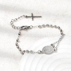 304 Stainless Steel Saint Benedict Cross Link Bracelets for Women&nbsp;BJEW-K295-02P