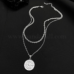 Compass Alloy Double Layer Pendant Necklaces for Women&nbsp;WH-WG93E93-01