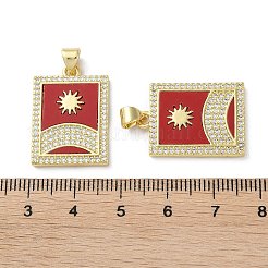Brass Micro Pave Clear Cubic Zirconia Pendants&nbsp;KK-C045-09G