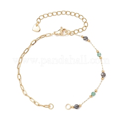 Handmade Faceted Round Gemstone Beads 316 Stainless Steel & 304 Stainless Steel Paperclip Chain Bracelet Making&nbsp;AJEW-JB01587