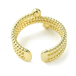 Rack Plating Brass Triple Line Open Cuff Ring for Women&nbsp;RJEW-K243-04G