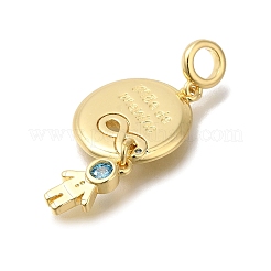 Brass Cubic Zirconia European Dangle Charms&nbsp;KK-R002-23G-01