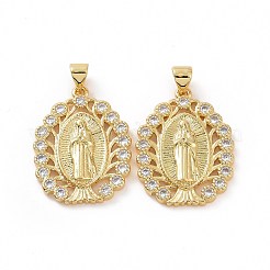 Brass Micro Pave Clear Cubic Zirconia Pendants&nbsp;ZIRC-F135-21G