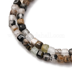 Natural Tourmalinated Quartz/Black Rutilated Quartz Beads Strands&nbsp;G-RM2025-C18-A