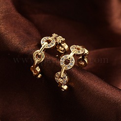 Rack Plating Brass Micro Pave Clear Cubic Zirconia Cuff Earrings for Women&nbsp;EJEW-C125-24E-G