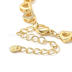 Clear Cubic Zirconia Heart Link Chain Bracelet&nbsp;BJEW-A132-11G