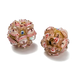 Christmas Theme Polymer Clay Rhinestone Beads with Resin&nbsp;RESI-Z045-01E