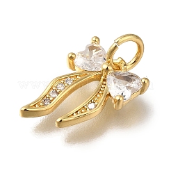 Rack Plating Brass Micro Pave Clear Cubic Zirconia Charms&nbsp;KK-G500-09G