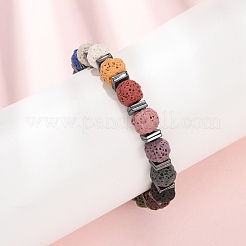Chakra Round Dyed Natural Lava Rock Braided Bead Bracelets&nbsp;GG-CBA922D-01