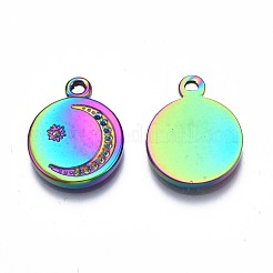 Rack Plating Rainbow Color 304 Stainless Steel Pendant Rhinestone Settings&nbsp;STAS-N098-035