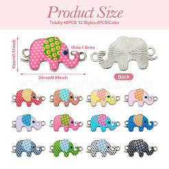 48Pcs 12 Styles Alloy Enamel Connector Charms&nbsp;ENAM-TA0001-38