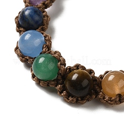 6.5mm Round Gemstone Braided Bead Chakra Bracelets&nbsp;BJEW-K225-02
