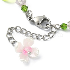 Glass & Resin & Acrylic Flower Charm Bracelet&nbsp;BJEW-JB09435