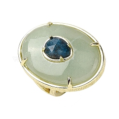 Natural Green Aventurine & Apatite Oval Cuff Rings&nbsp;G-P599-01G-02